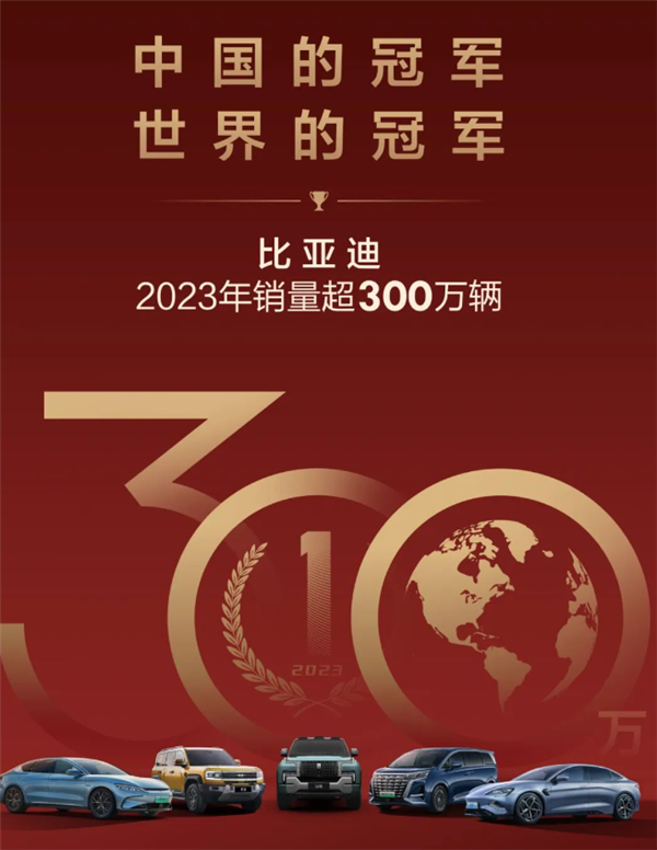 比亚迪完成300万辆年销目标！百万元豪车仰望U8 12月交付超1500辆