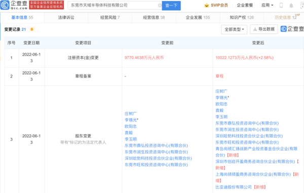 比亚迪投资半导体公司